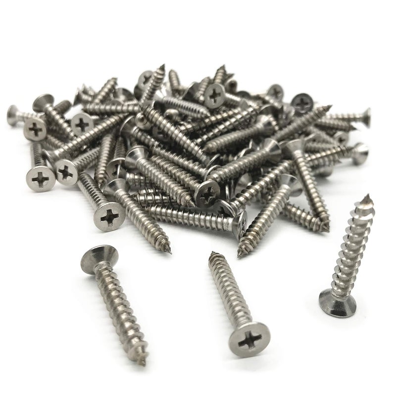 ZLYY 5 x 30mm Screw  Flat Head  Phillips Drive  Self Drilling  304 Stainless Steel Drywall Wood Screws 100Pcs - Image 1